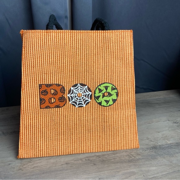 Other - Halloween-themed burlap bag,  "BOO" Bag, Orange, Black‎